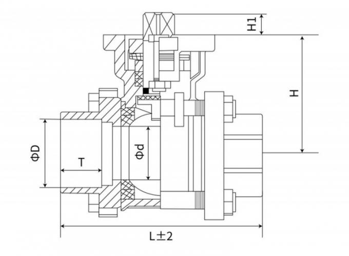 1/2′′ to 4′′ Threaded 3 PC Stainless Steel Pneumatic Actuator Ball Valve